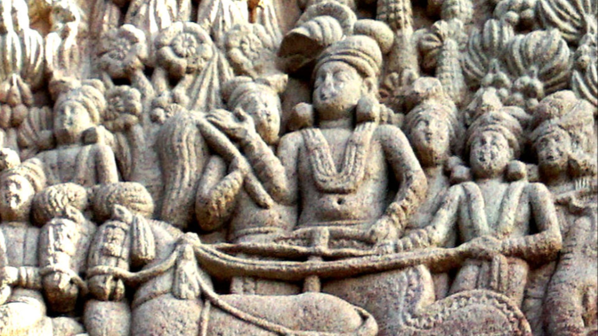 File:Ashoka's visit to the Ramagrama stupa Sanchi Stupa 1 Southern gateway.jpg