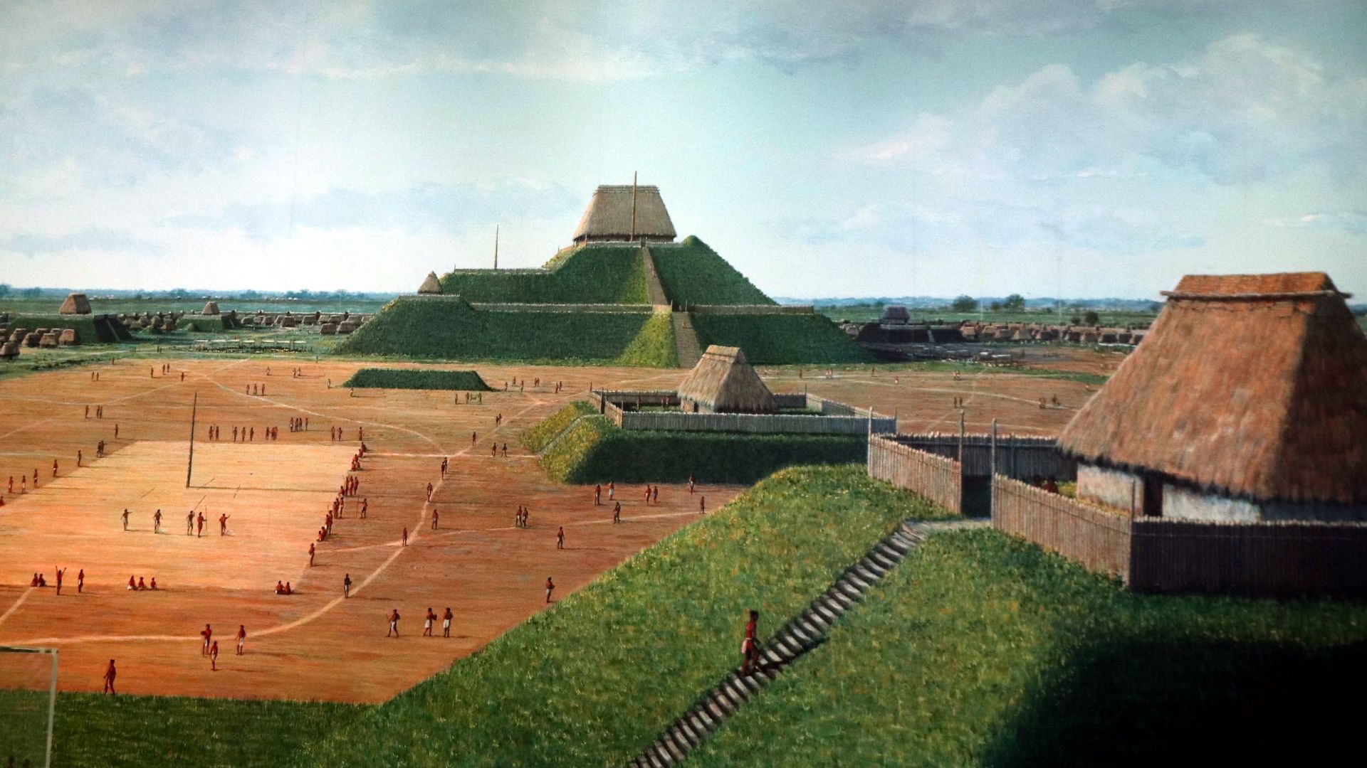 Fayil:Cahokia Mounds -- UNESCO reconstruction.jpg - Wikipedia