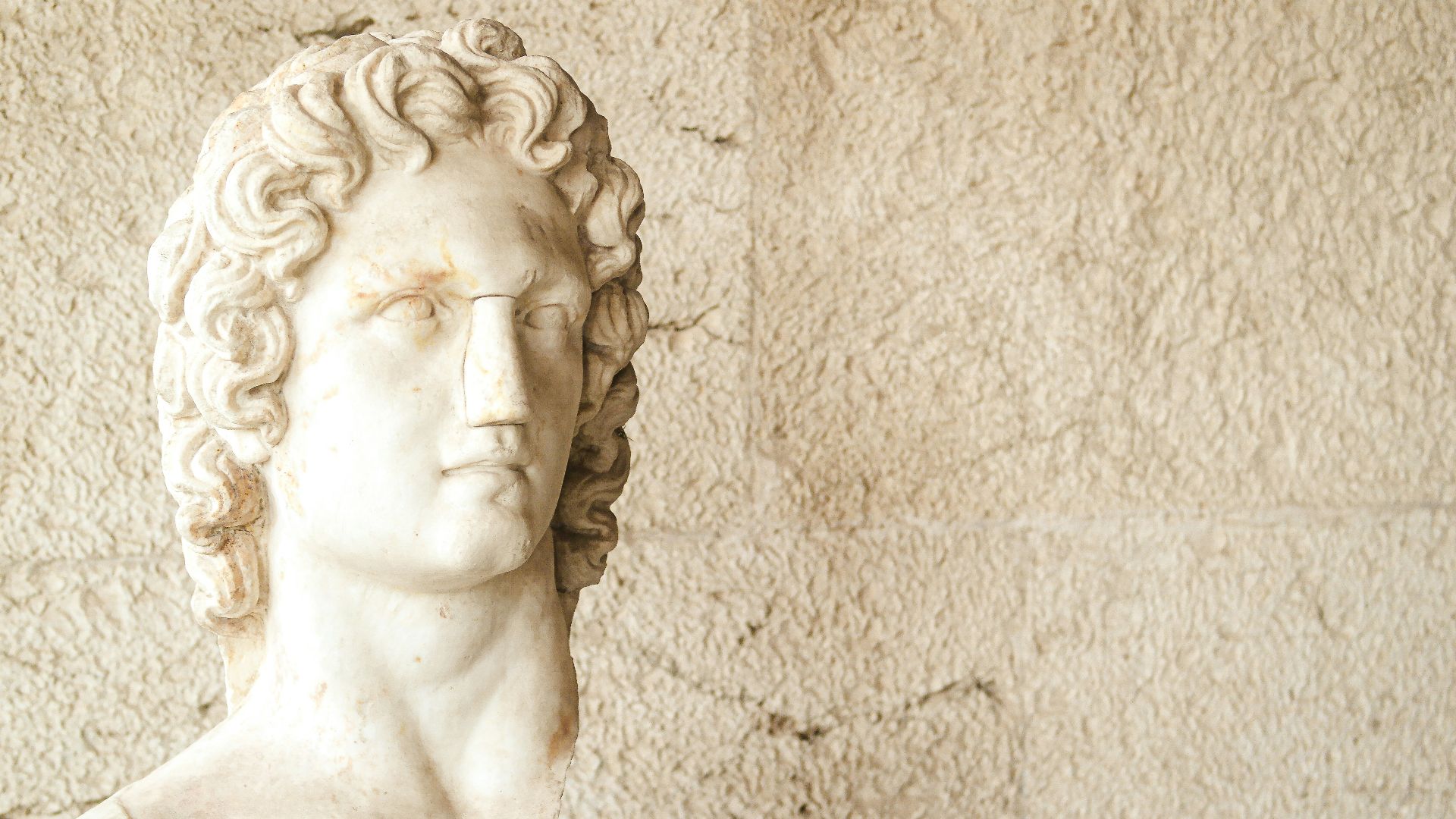 a statue of a man with curly hair