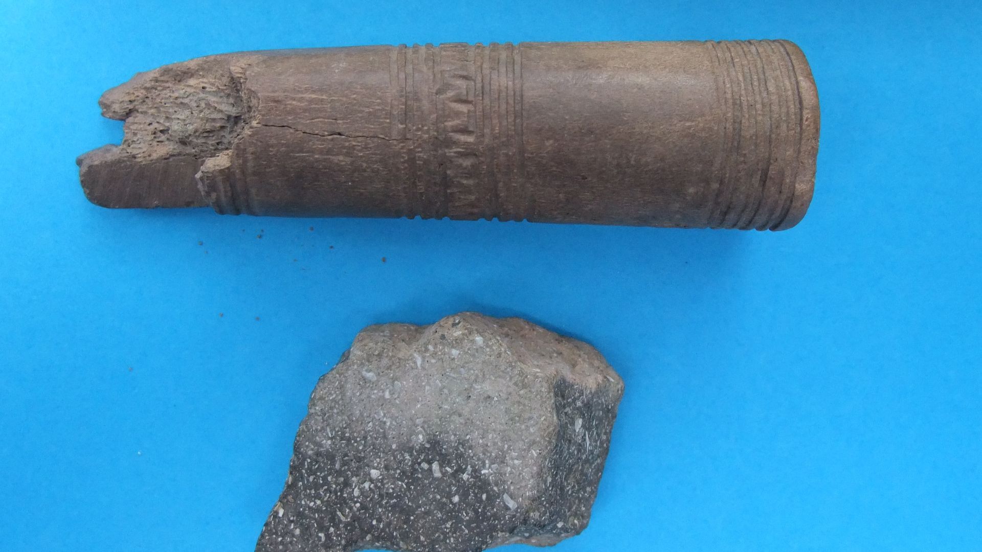 File:Viking antler comb handle and pottery sherd (FindID 403149).jpg