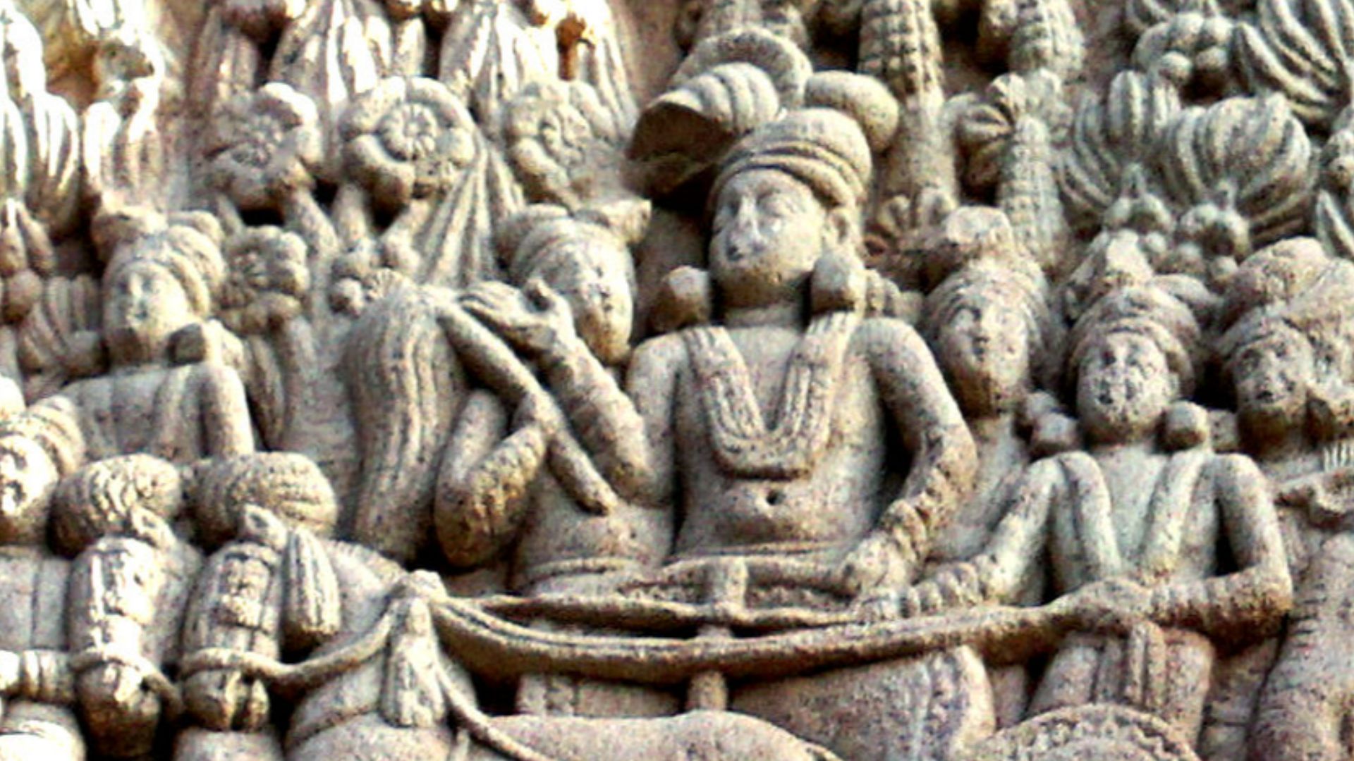 File:Ashoka's visit to the Ramagrama stupa Sanchi Stupa 1 Southern gateway.jpg