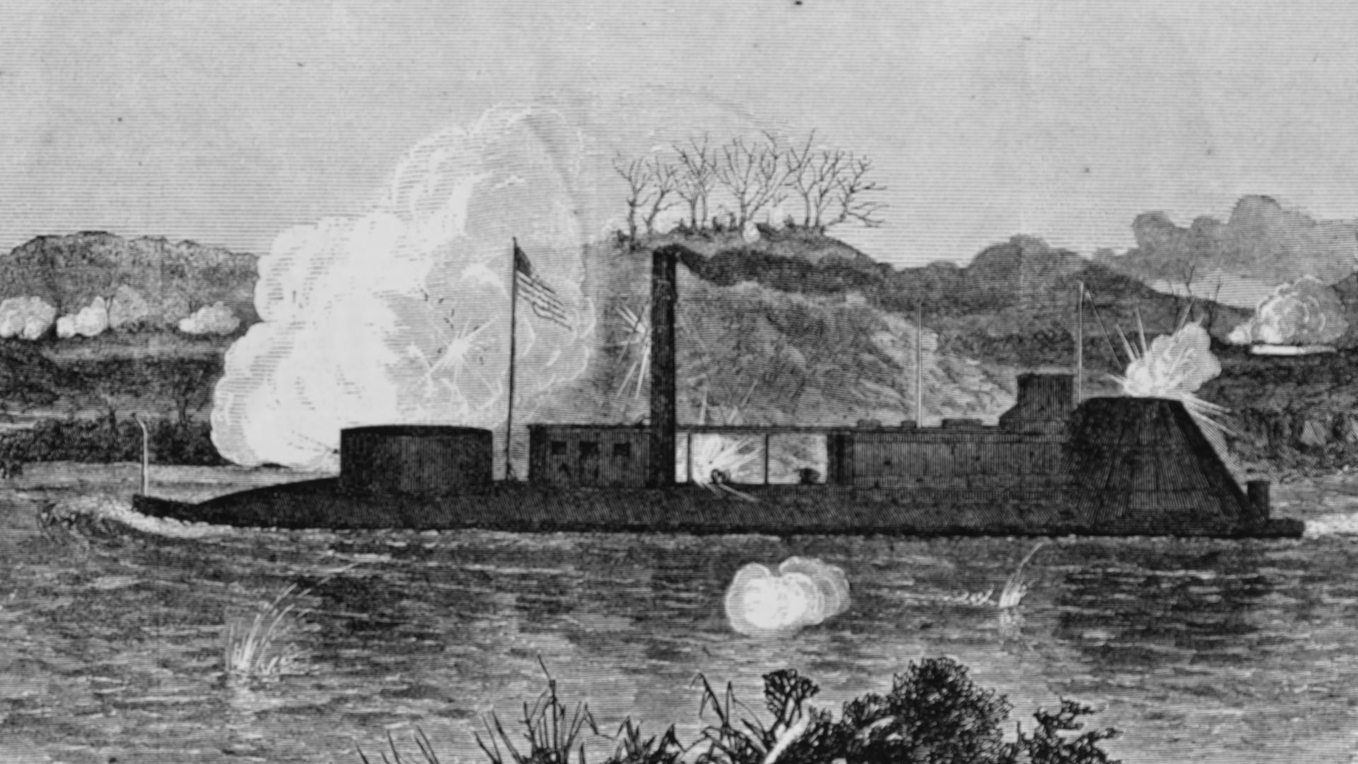 File:The United States Monitor 'Neosho' Engaging Three Rebel Batteries on the Cumberland, Below Nashville, Dec. 6, 1864 - NH 58894.jpg