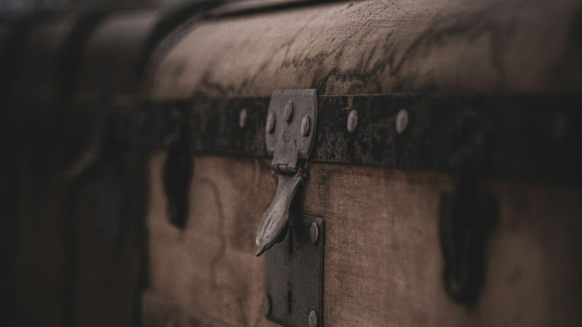brown and black suitcase in close up photography