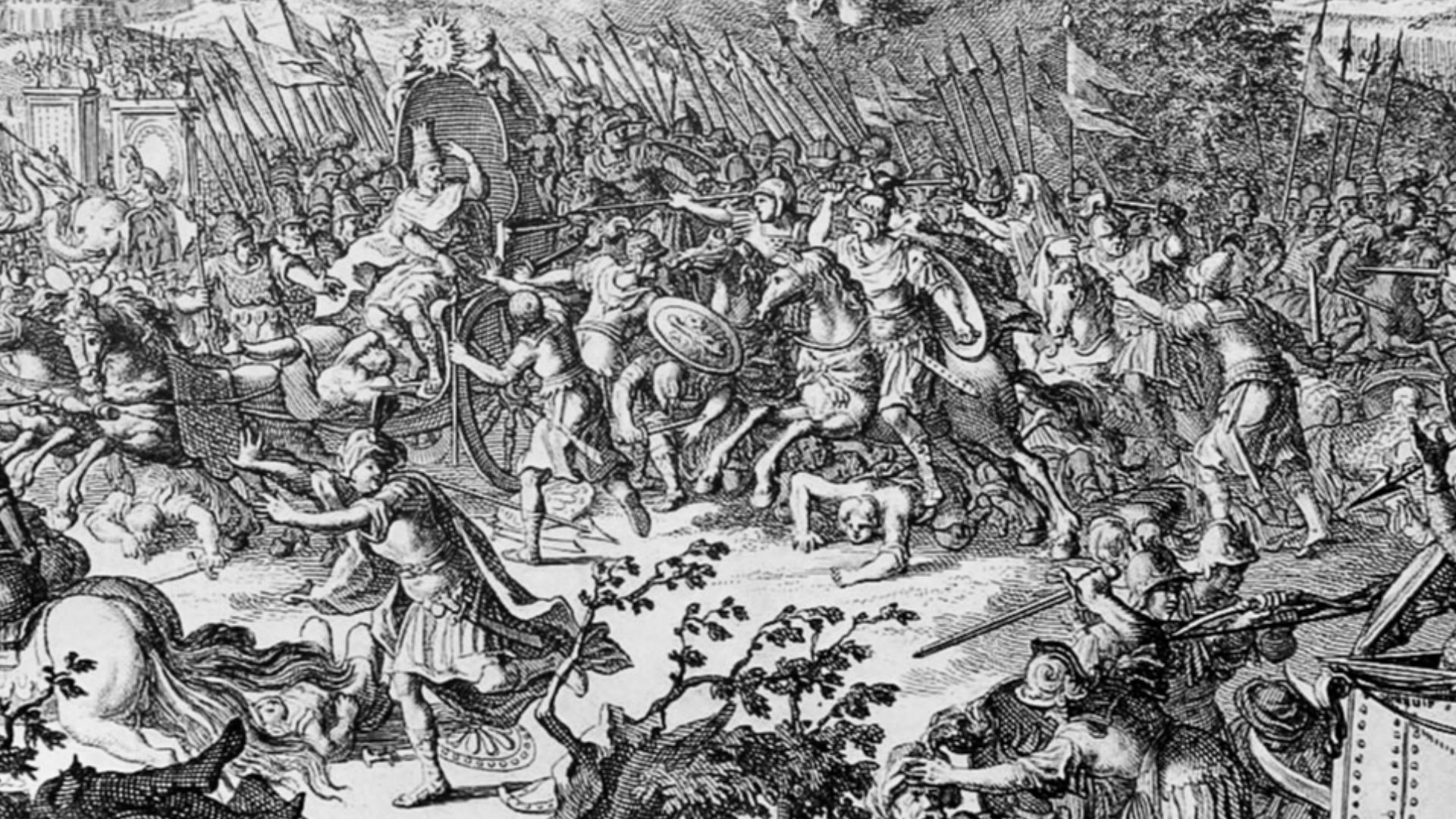 File:The battle at Arbela (Gaugamela) between Alexander and Darius, who is in flight (1696).jpg