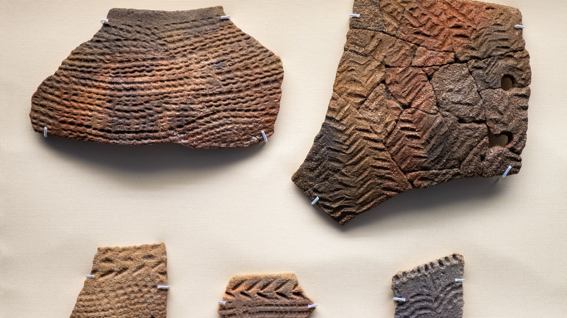 File:Pottery bowl fragments, Early Neolithic Egypt, Nabta, 7050-6100 BCE, British Museum EA76916 EA769046 EA76941 EA76943 EA76944.jpg