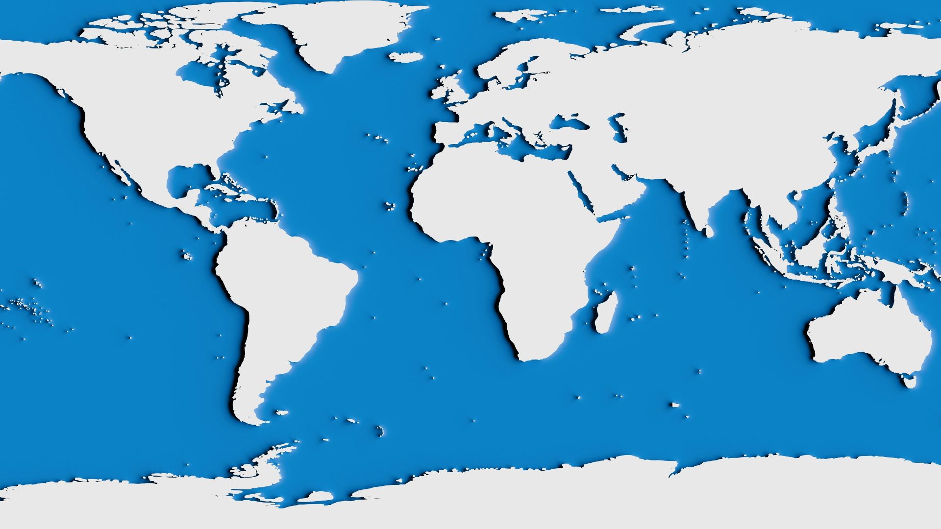 a blue and white map of the world