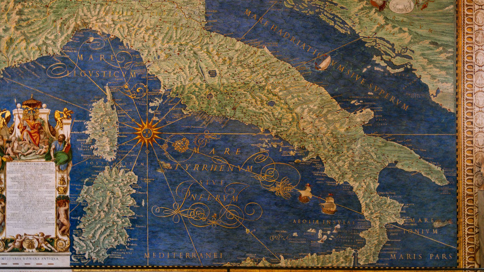 A painting of a map on a wall