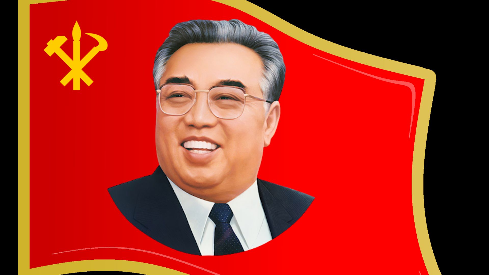 File:Kim Il Sung 2000s Flag Badge.png