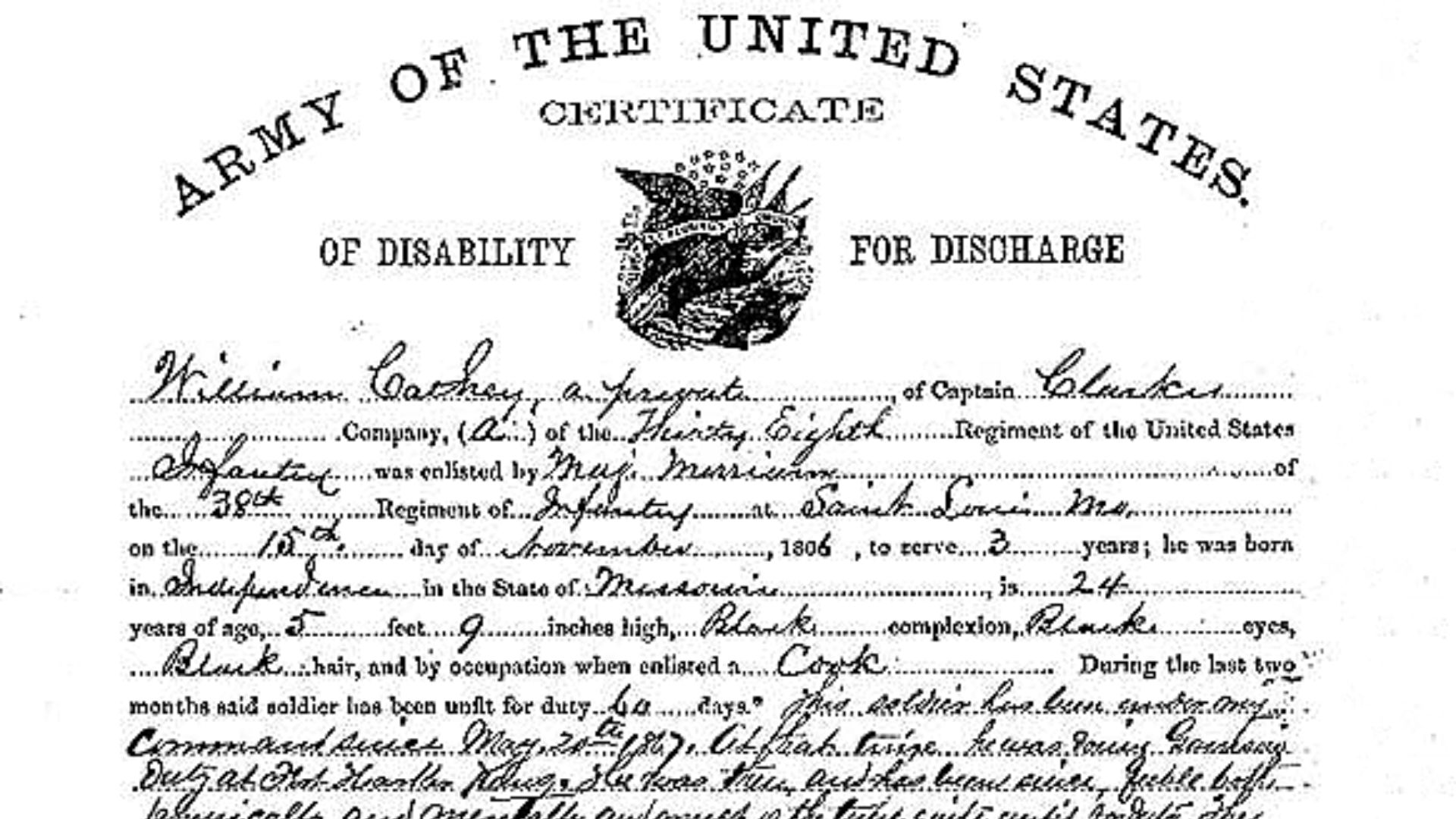 File:Cathay Williams' disability discharge document.png