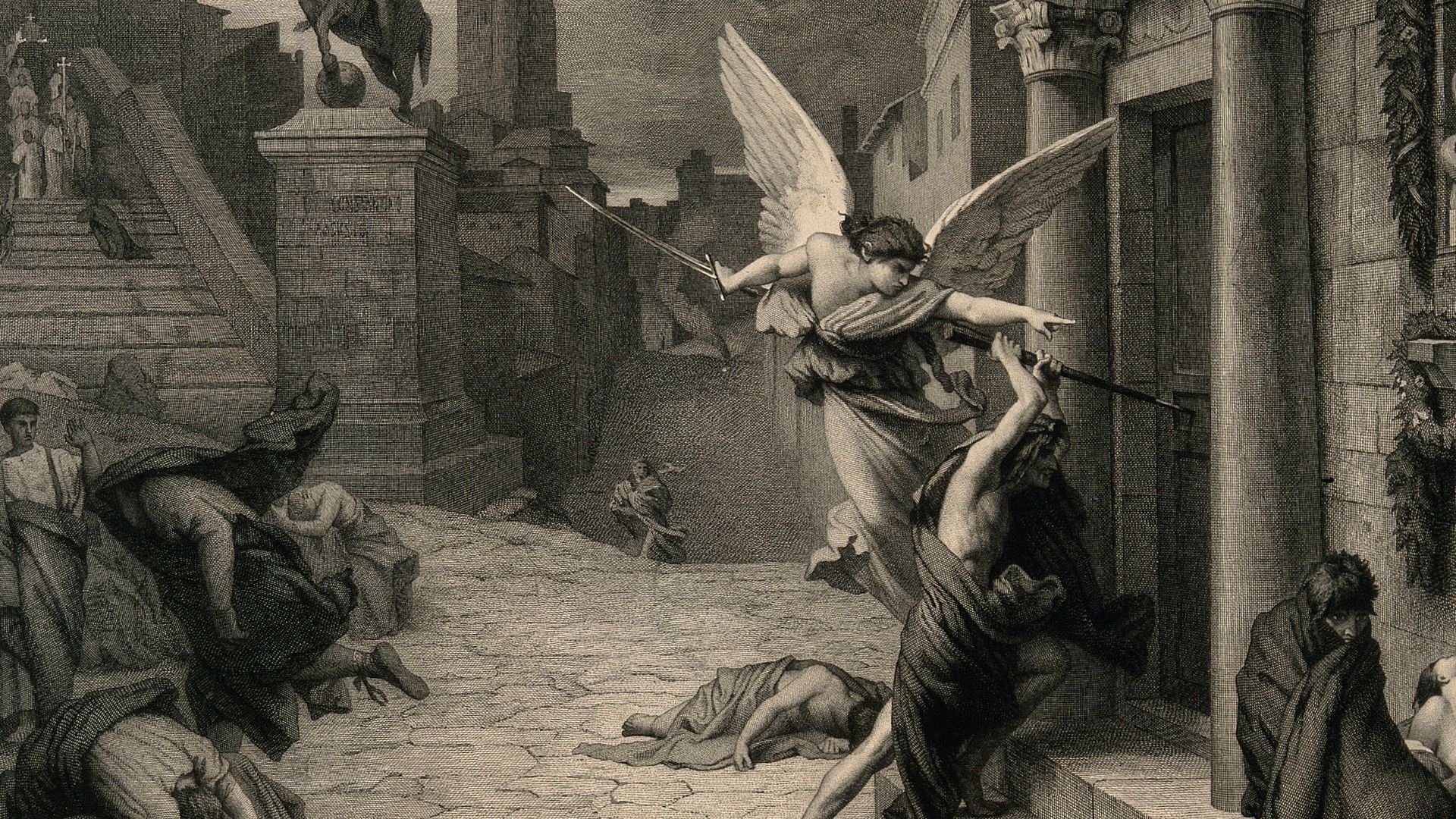 File:The angel of death striking a door during the plague of Rome Wellcome V0010664.jpg