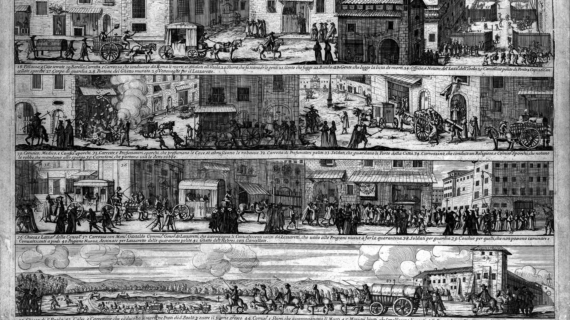 File:Episodes in the plague in Rome of 1656. Etching. Wellcome M0016011.jpg