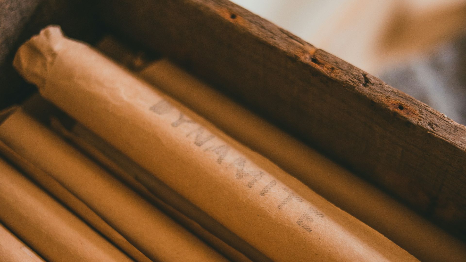 brown wooden sticks in brown box