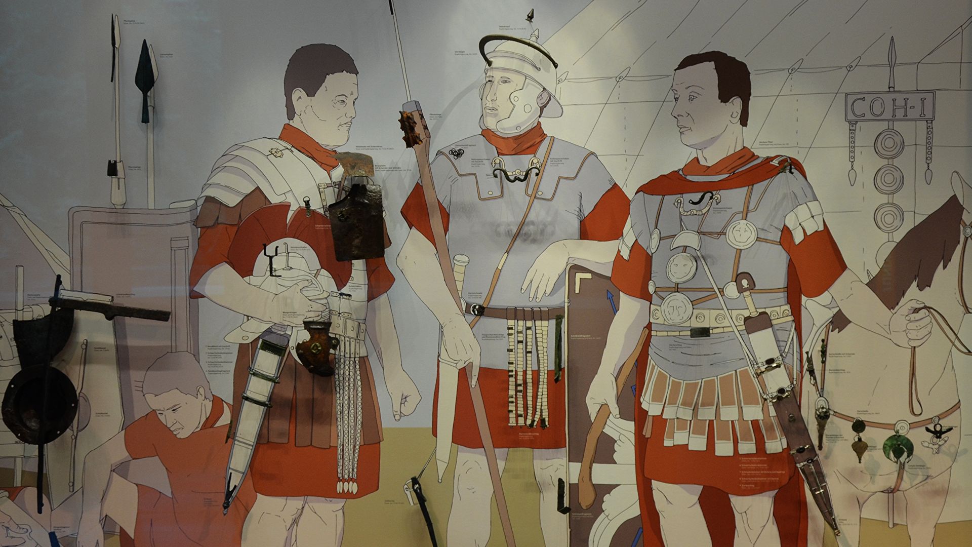 File:Militaria finds from the Battle of Teutoburg Forest weapons, pieces of equipment and horse trappings, Museum und Park Kalkriese, Germany (9702933844).jpg