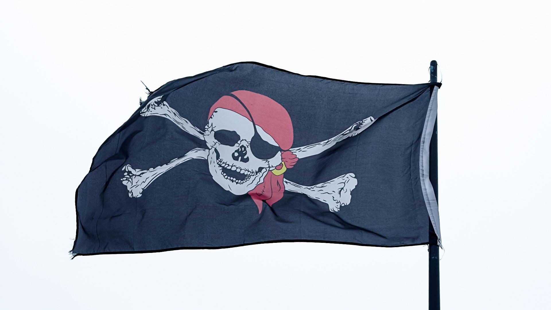 A pirate flag with a skull and crossbones on it