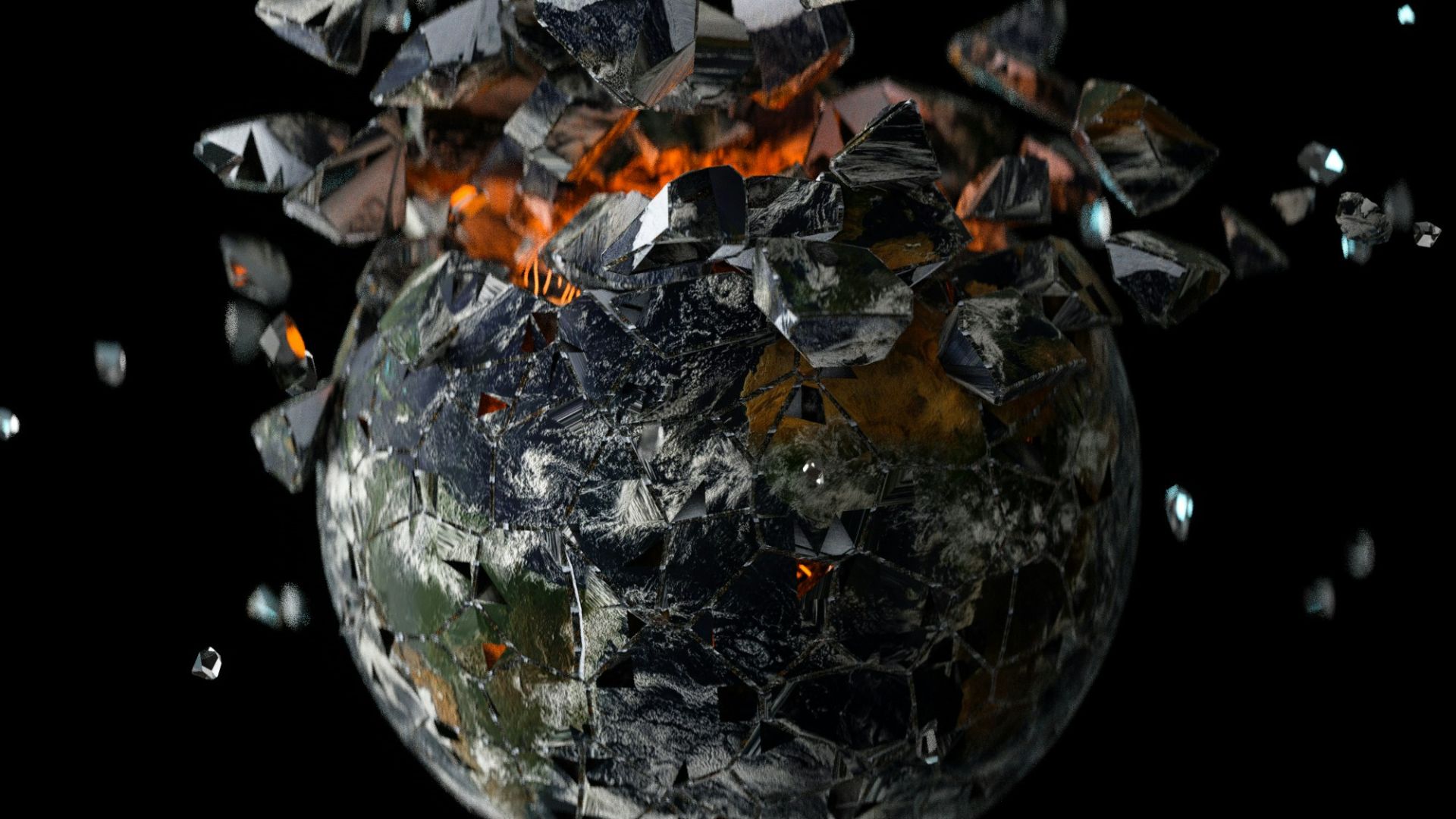 a picture of a planet with a lot of debris around it