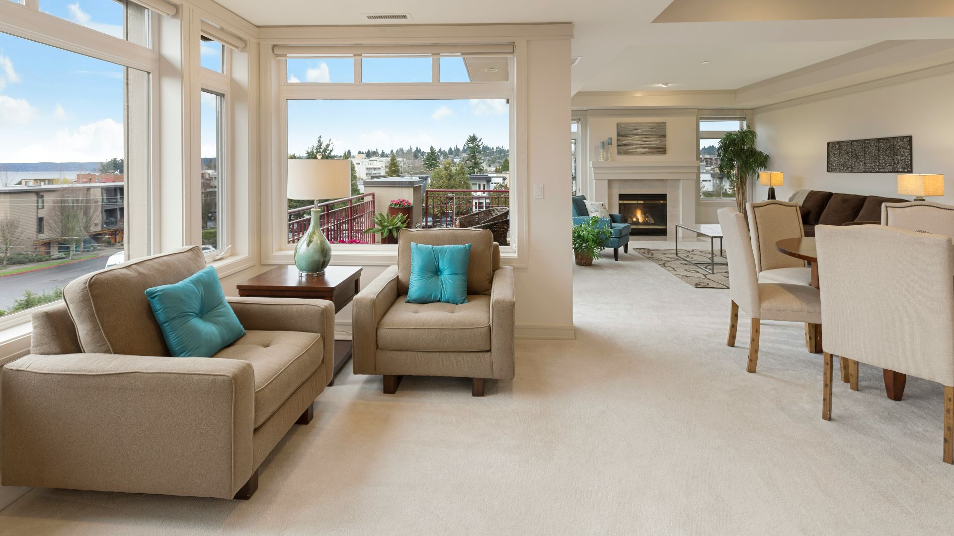 beige couch and armchair