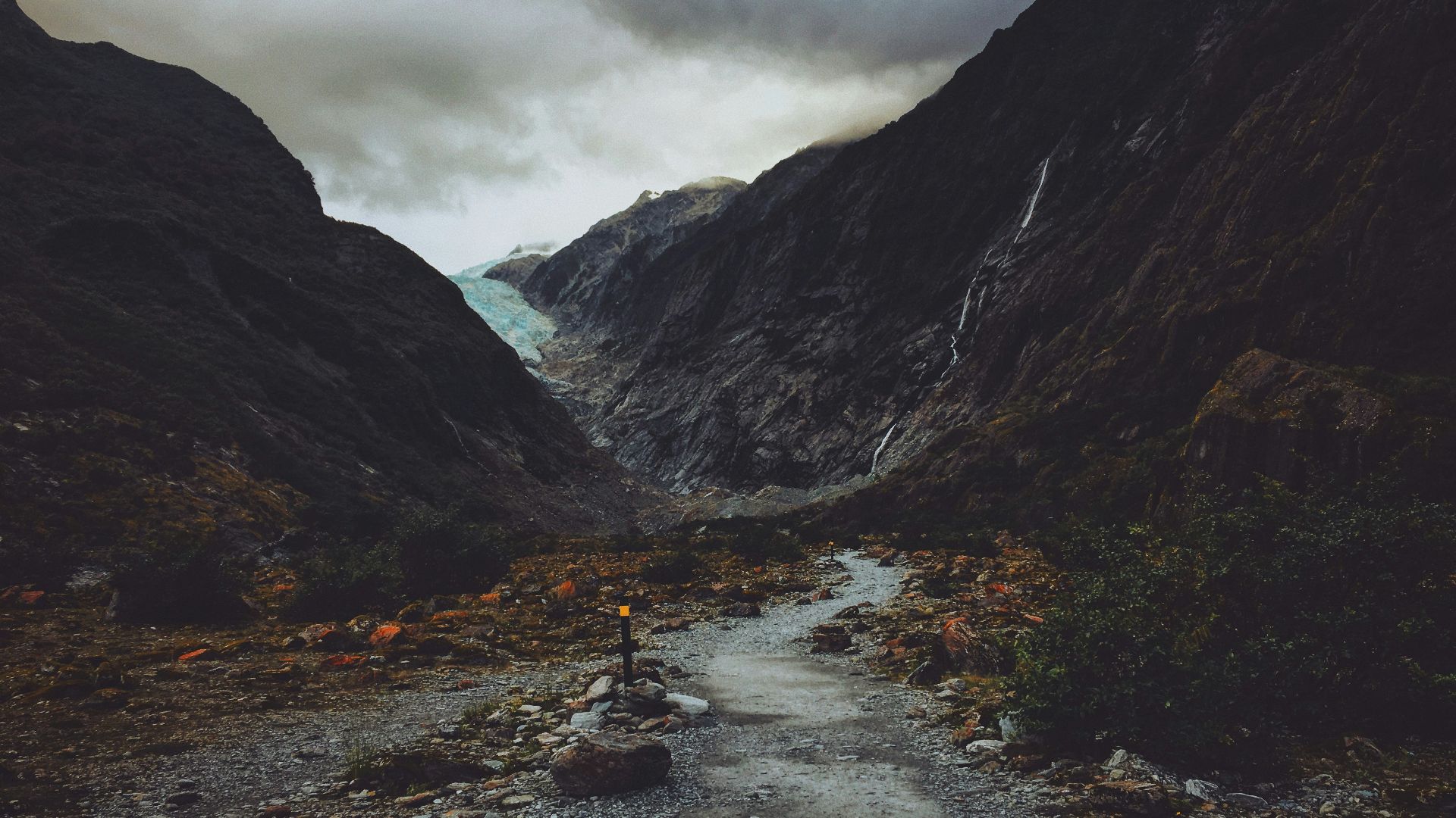 pathway in between rock formations