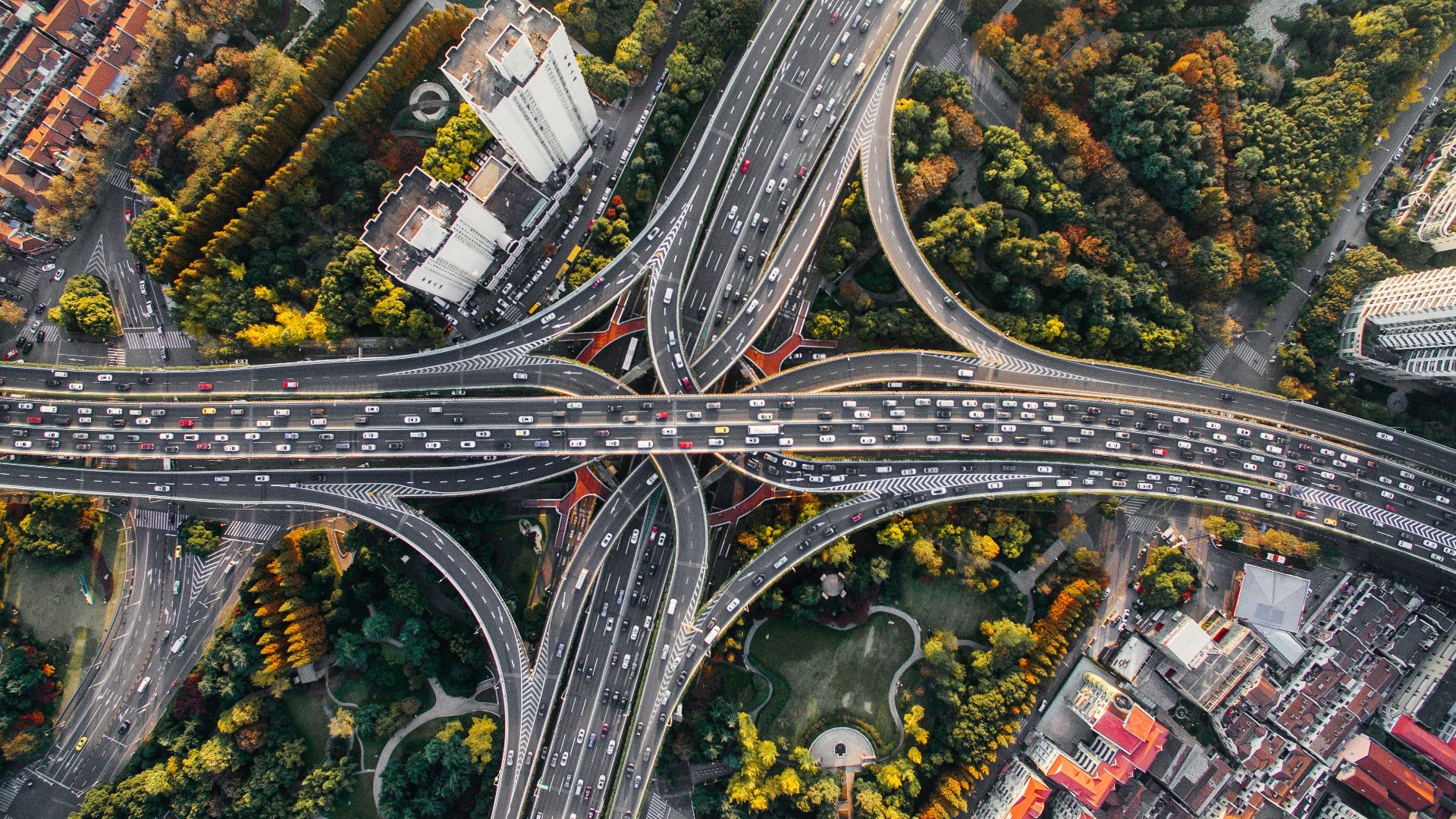 aerial photography of concrete roads