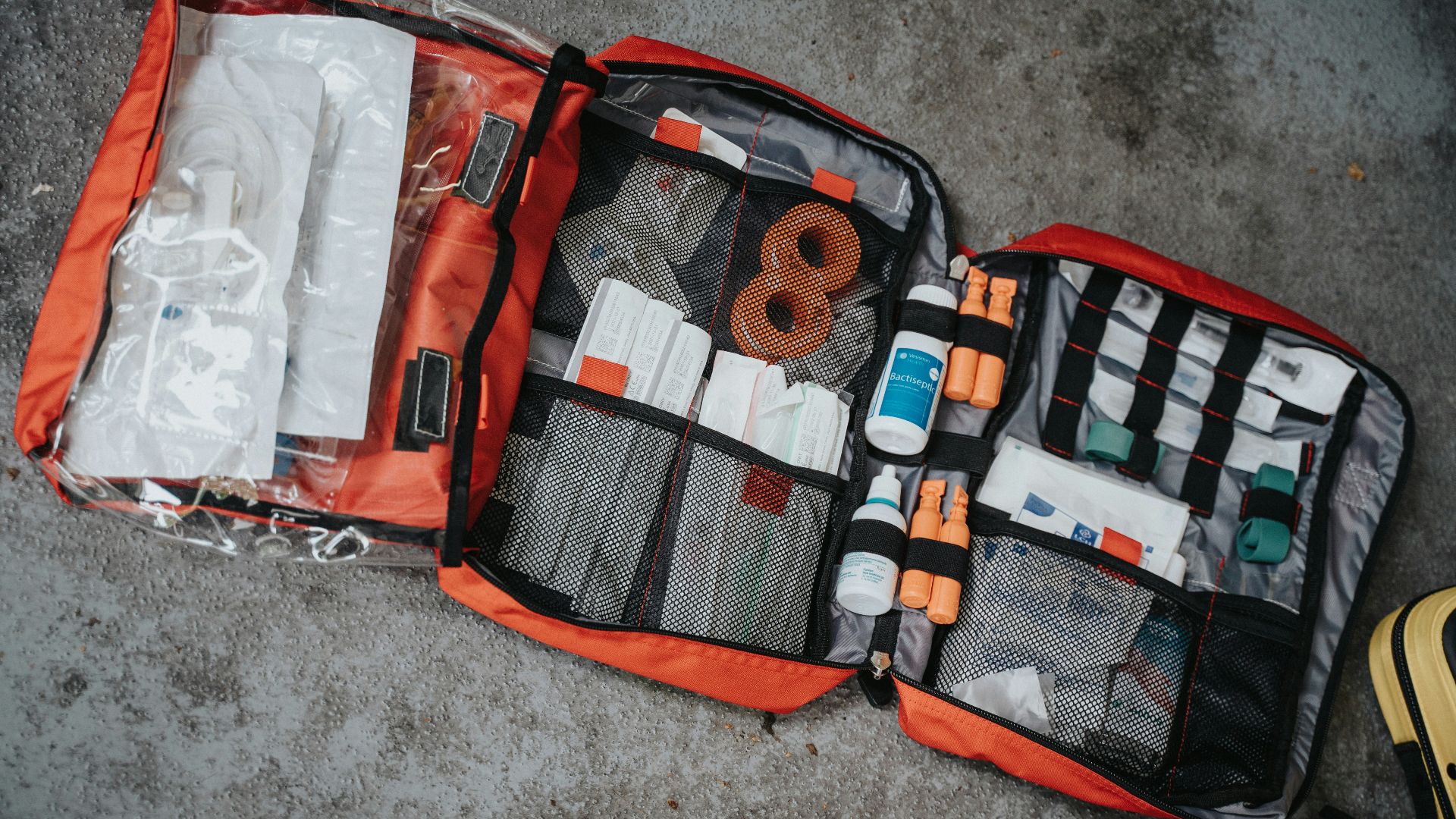 orange white and black bag