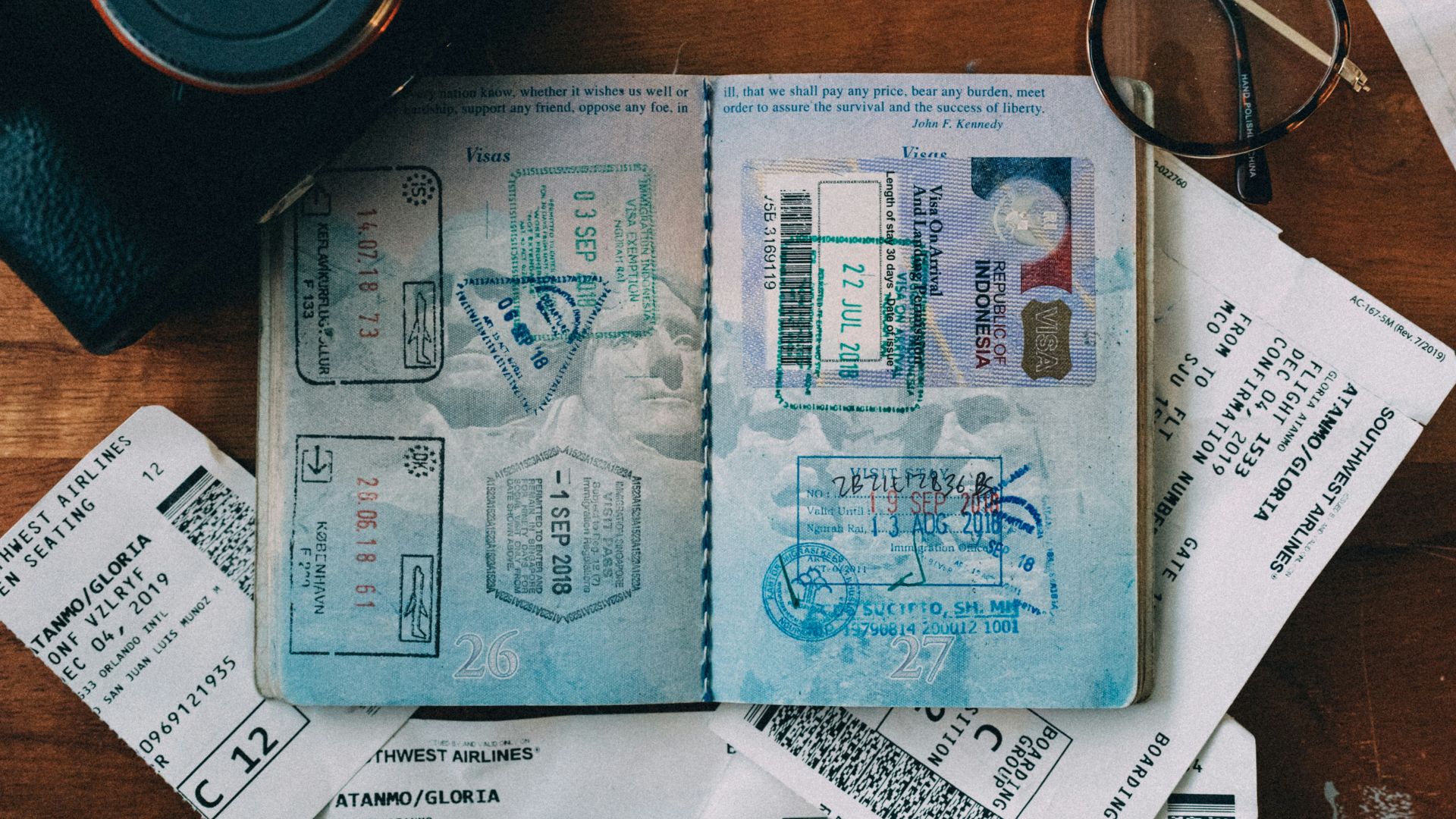 white and blue identification card