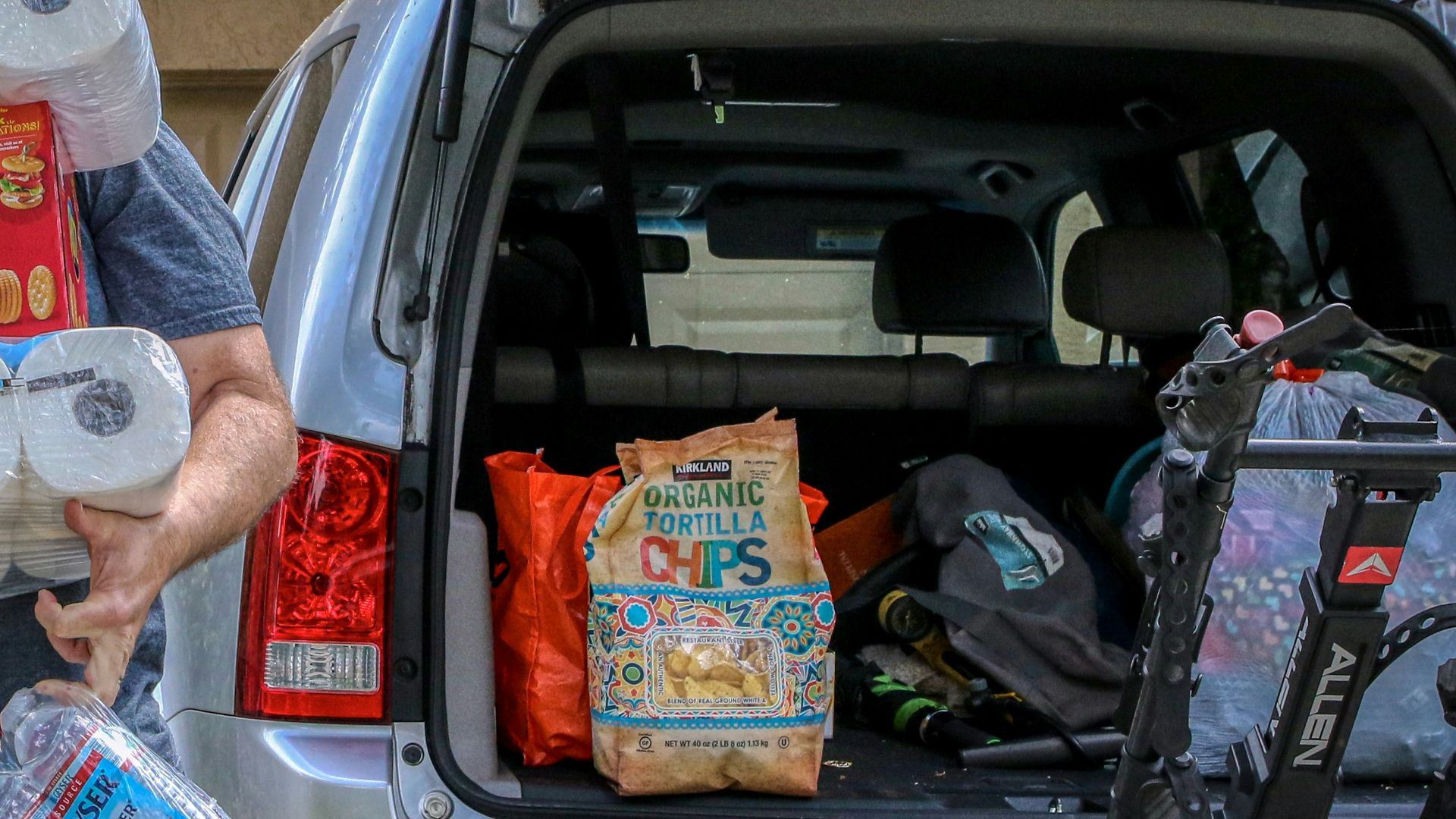 white and blue plastic packs