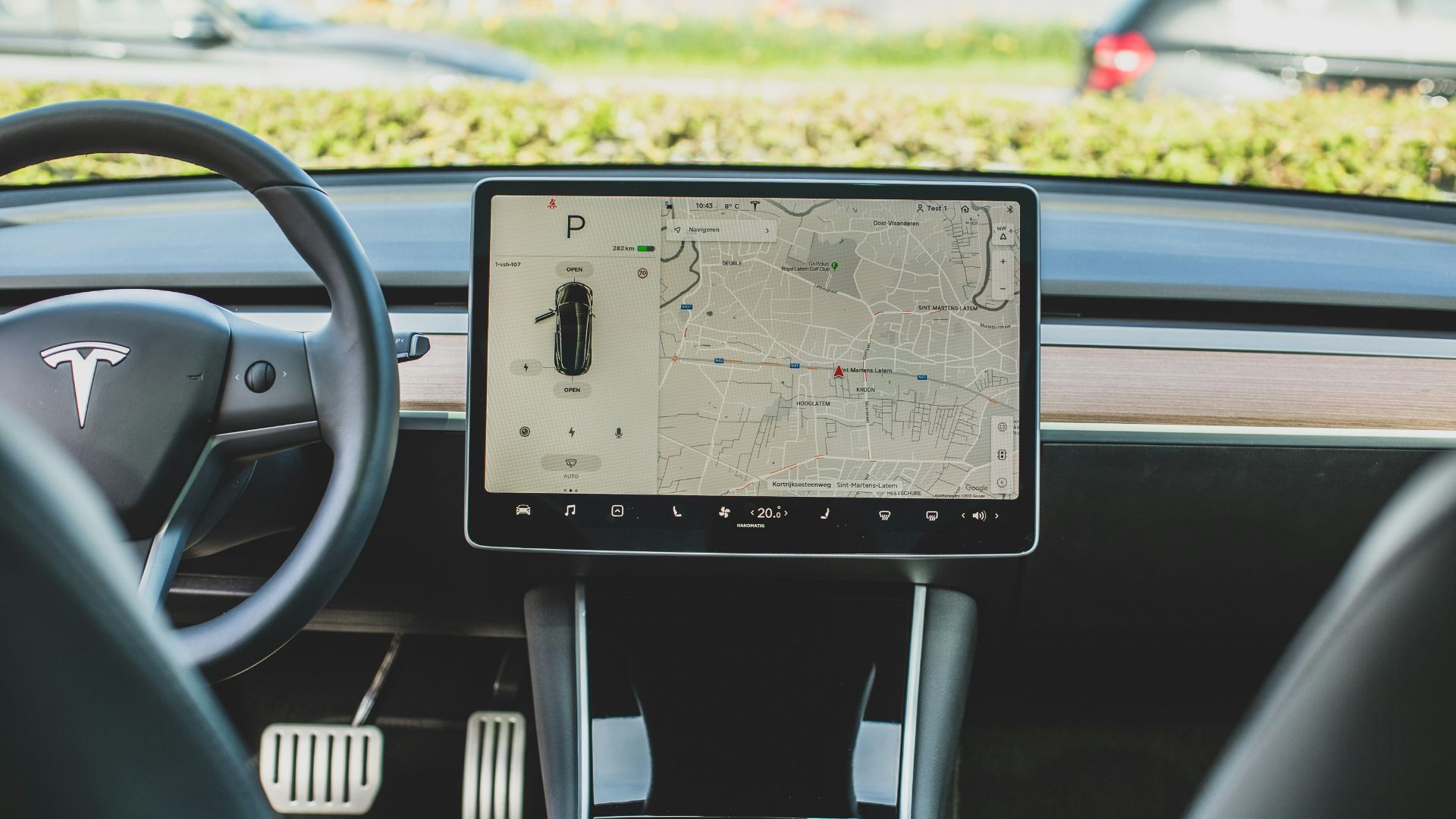 black Tesla car GPS navigator