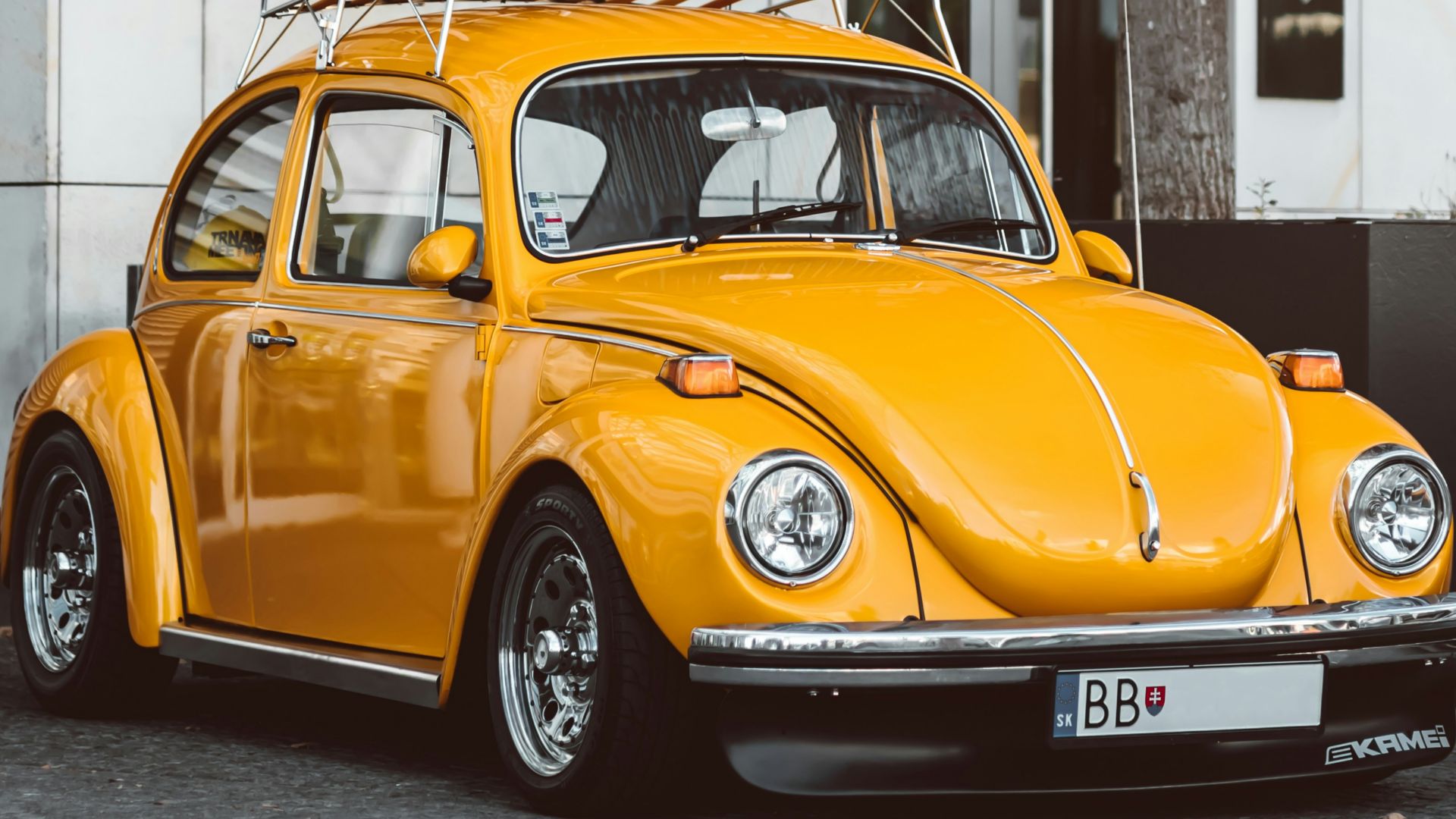 yellow Volkswagen coupe
