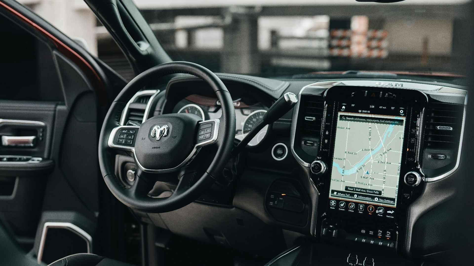 black car gps turned on in car