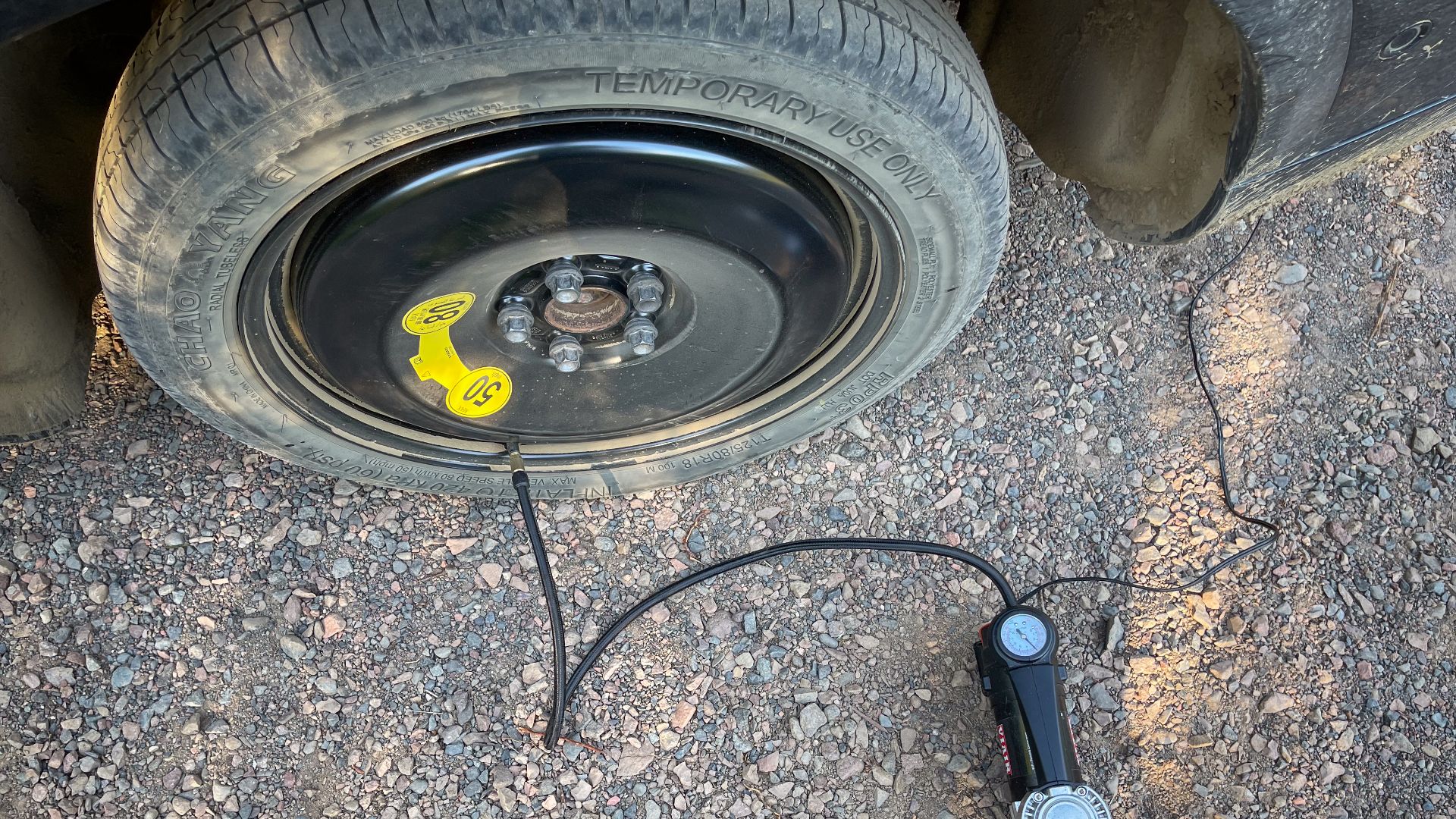 File:Inflating Temporary Spare - Tire Inflator - Air Compressor (54122728542).jpg