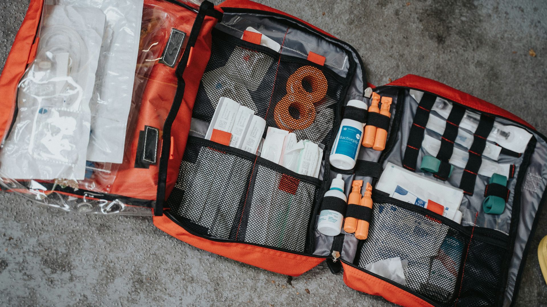 orange white and black bag