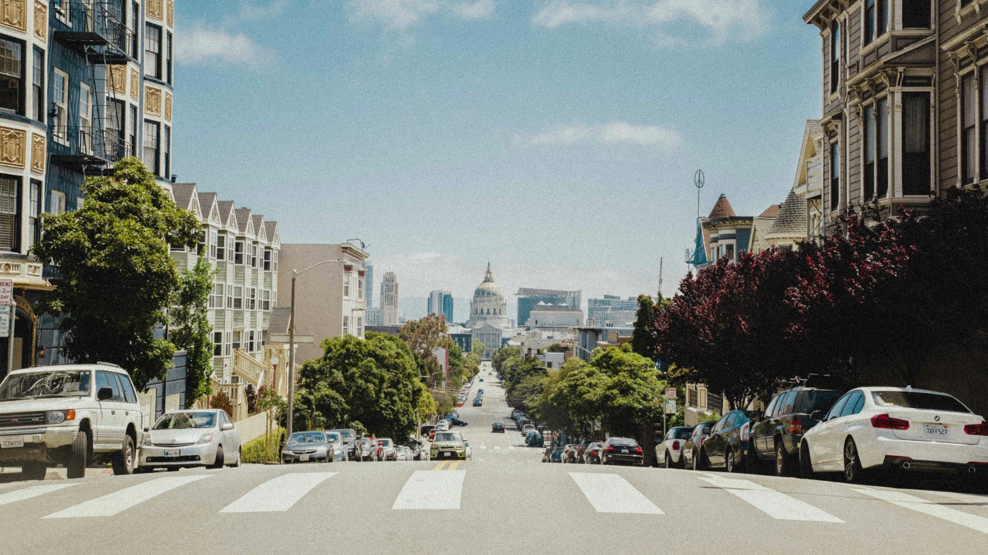 cars parked near road