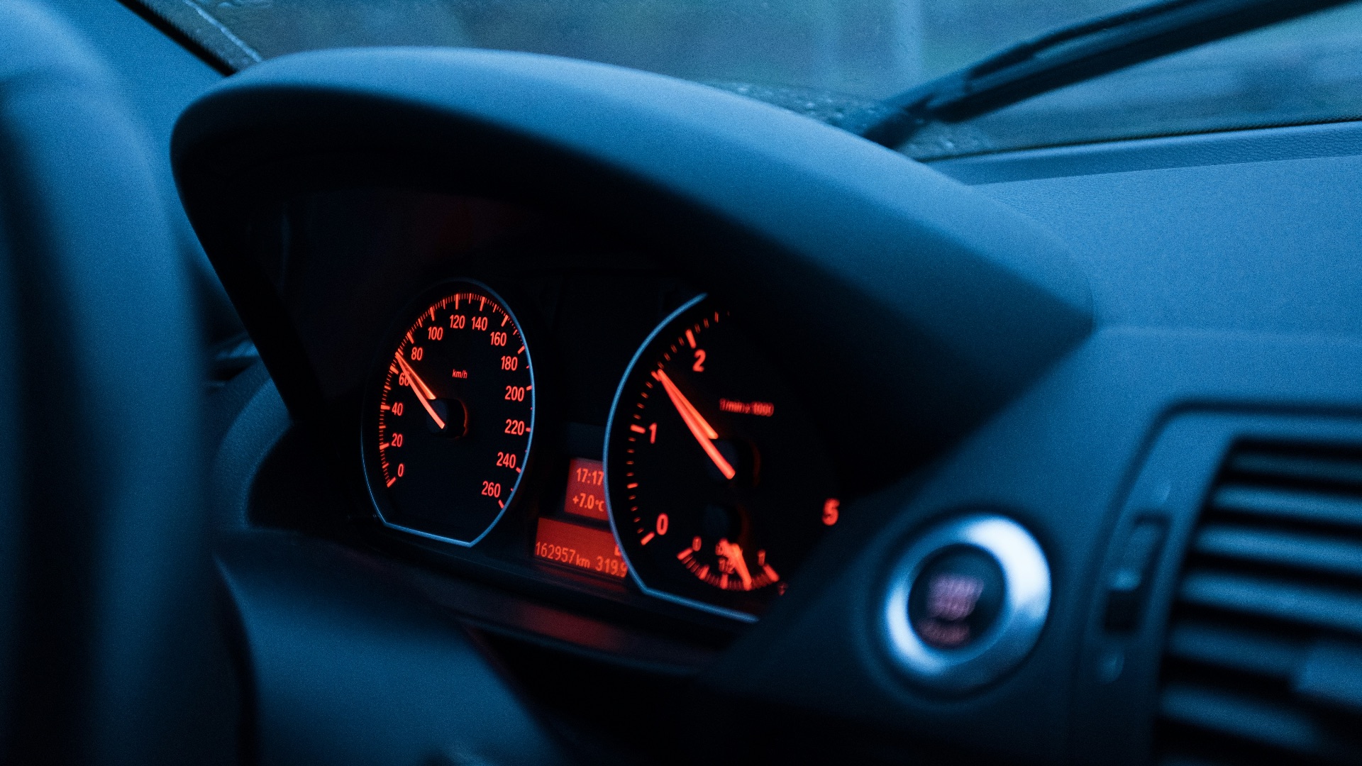 vehicle instrument cluster panel turned on