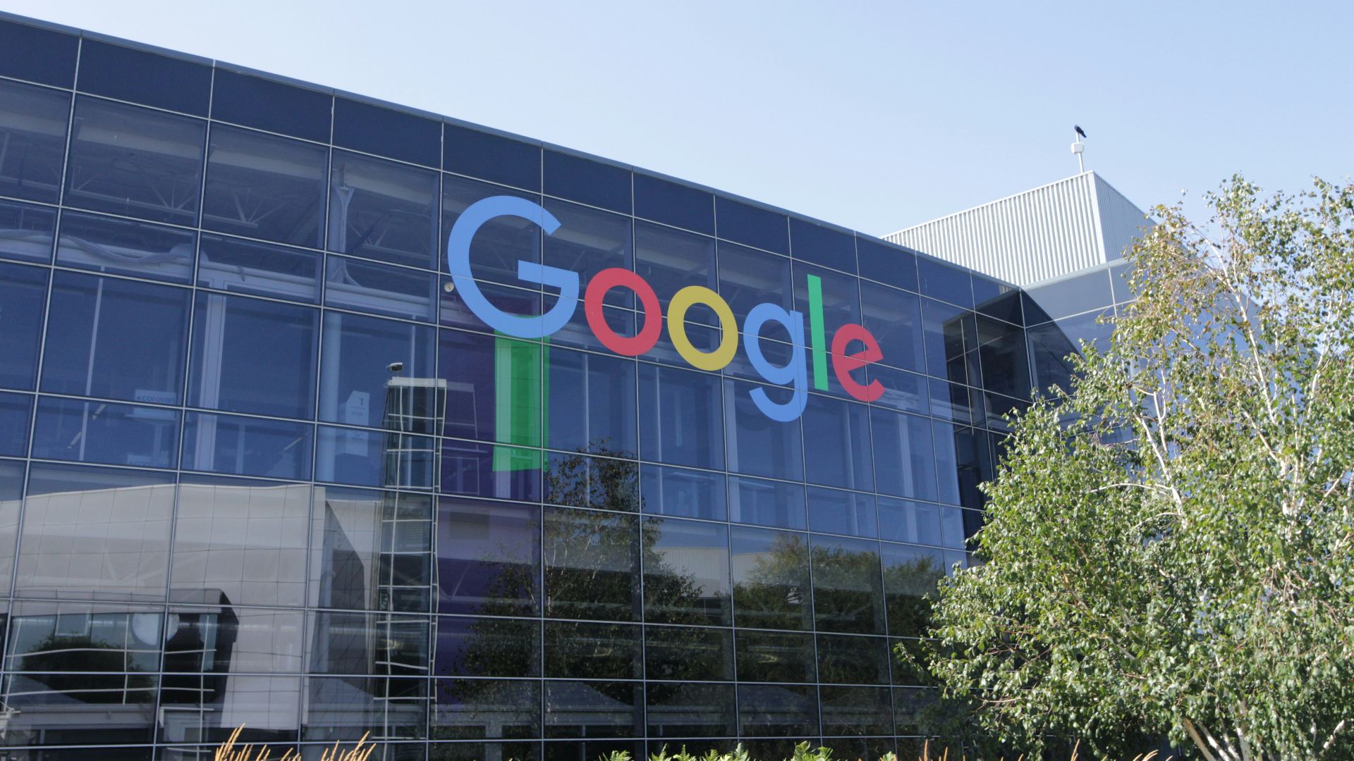 Google headquarters building with colorful logo
