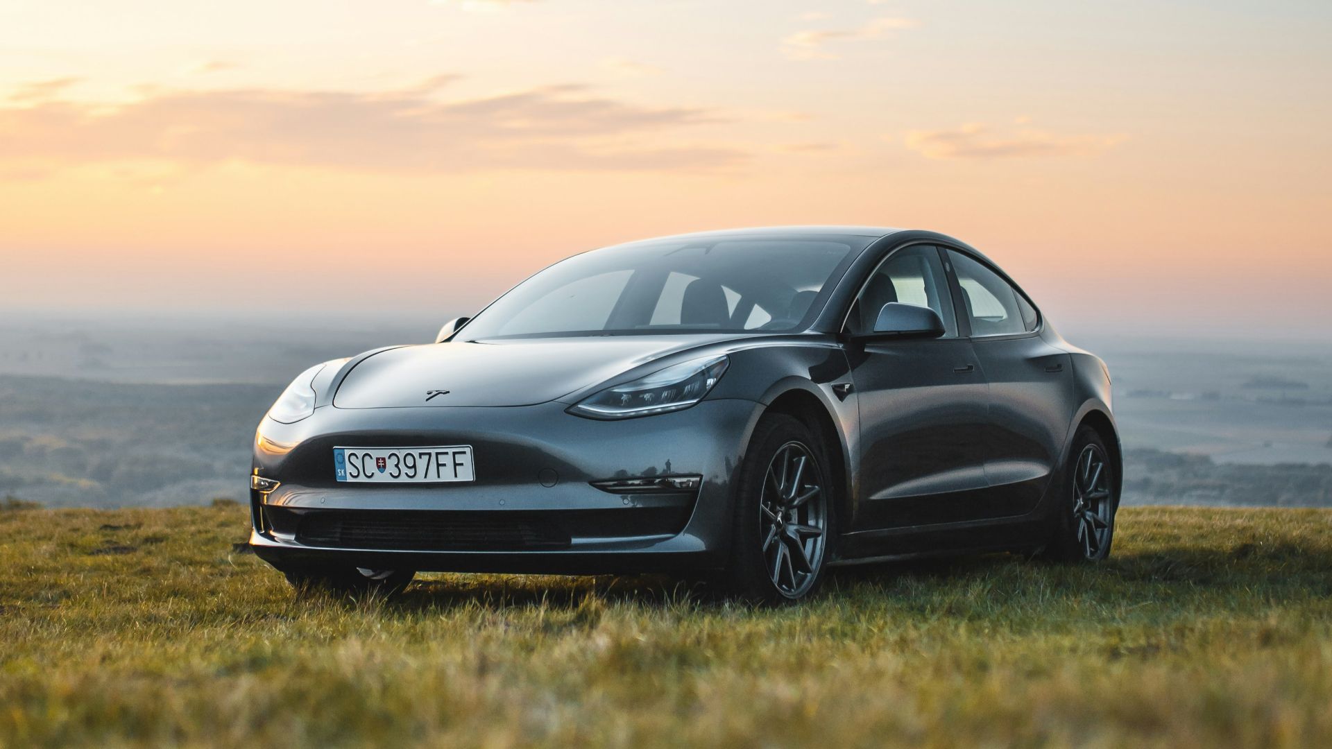 gray vehicle park on grass