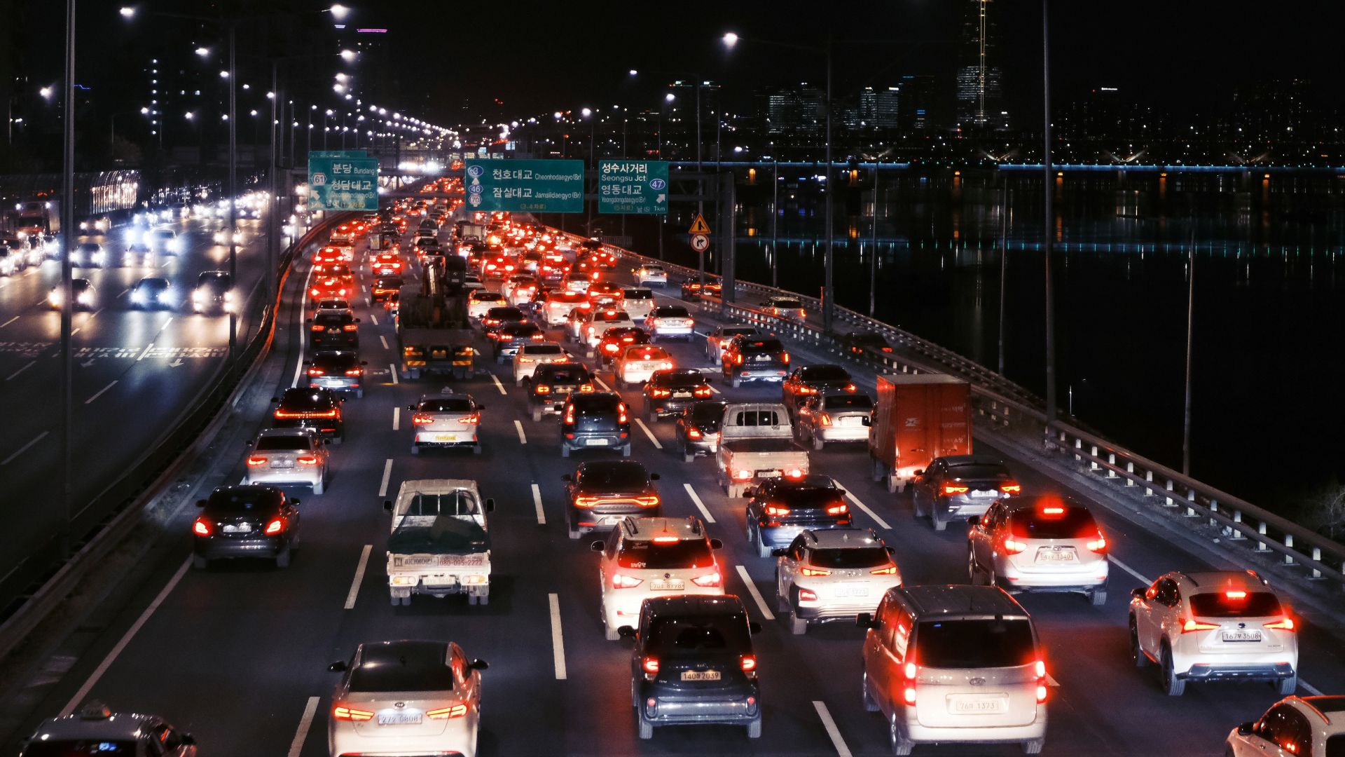 cars on road during night time