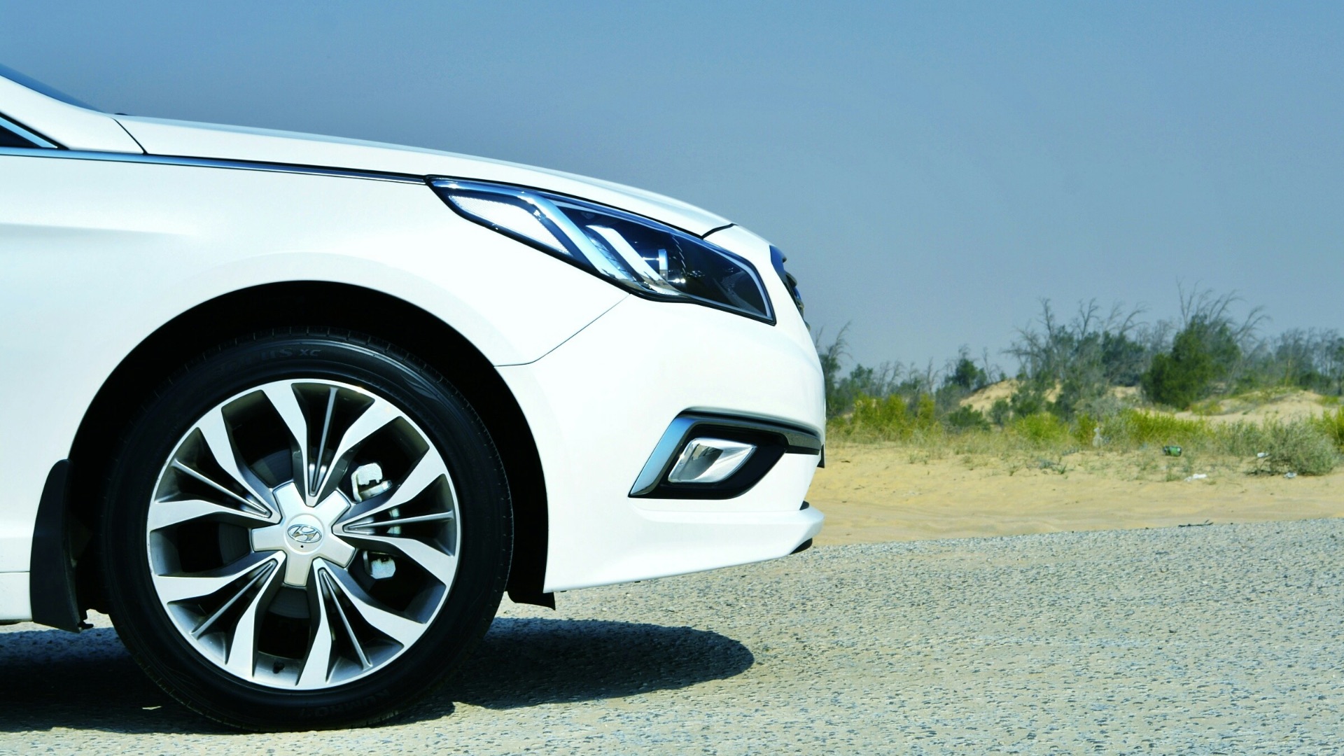 a white car on a road