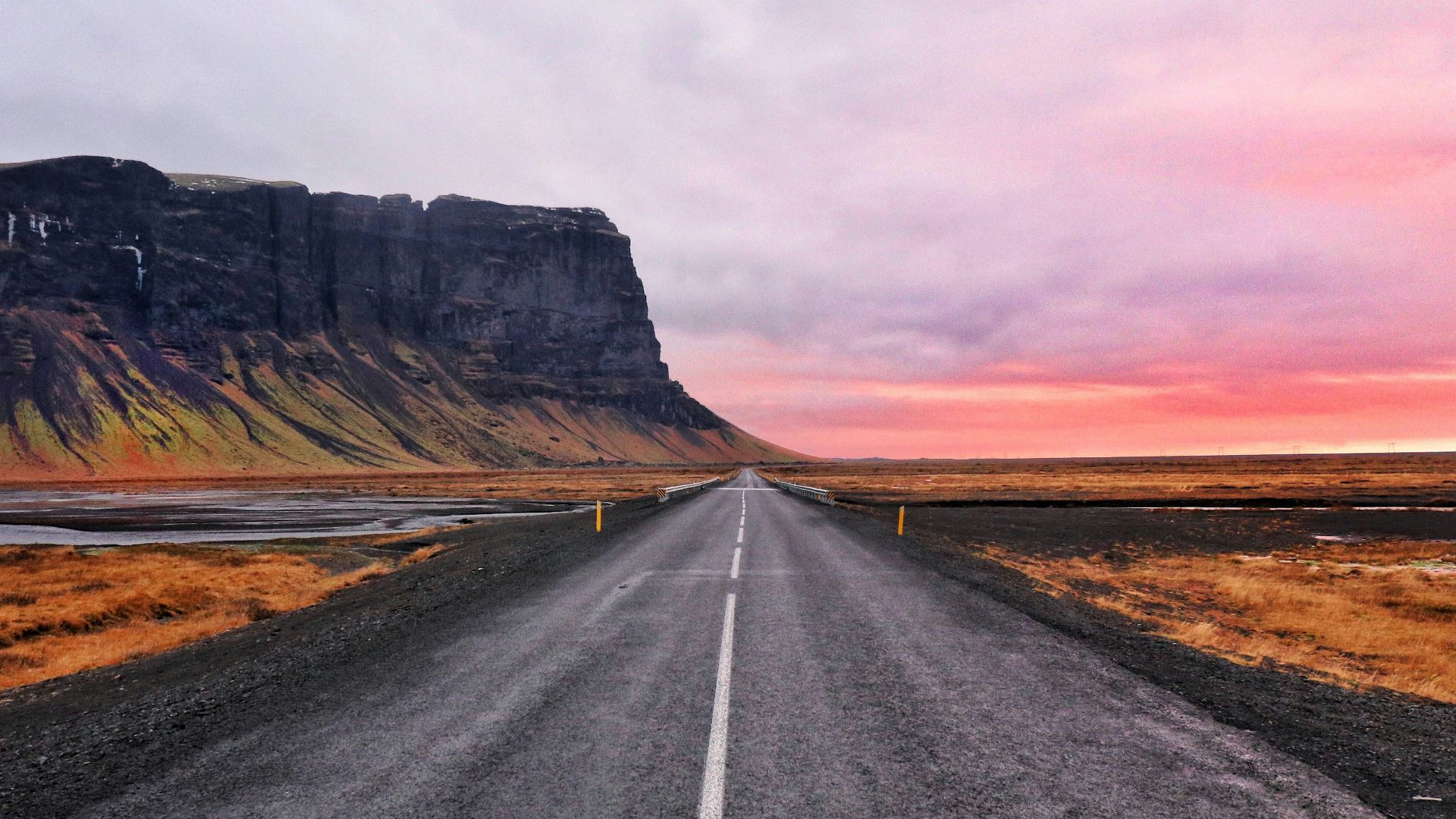 asphalt road and cliff horizon