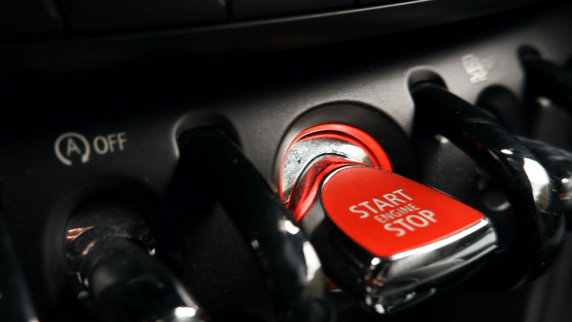 black car stereo turned on in close up photography