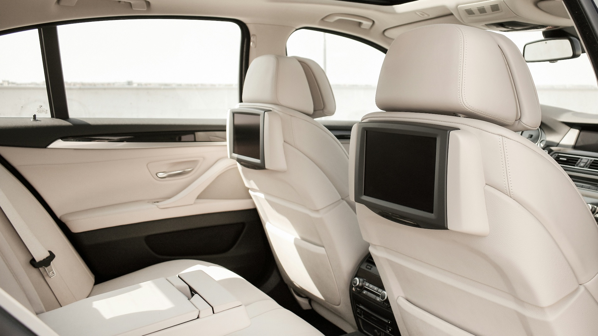 white vehicle backseat