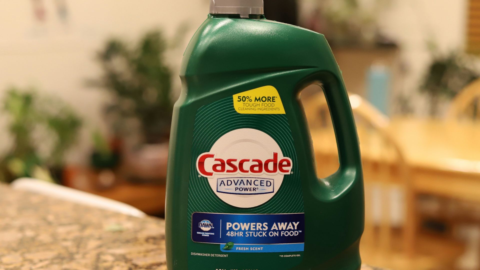 a bottle of cascade liquid sitting on top of a counter