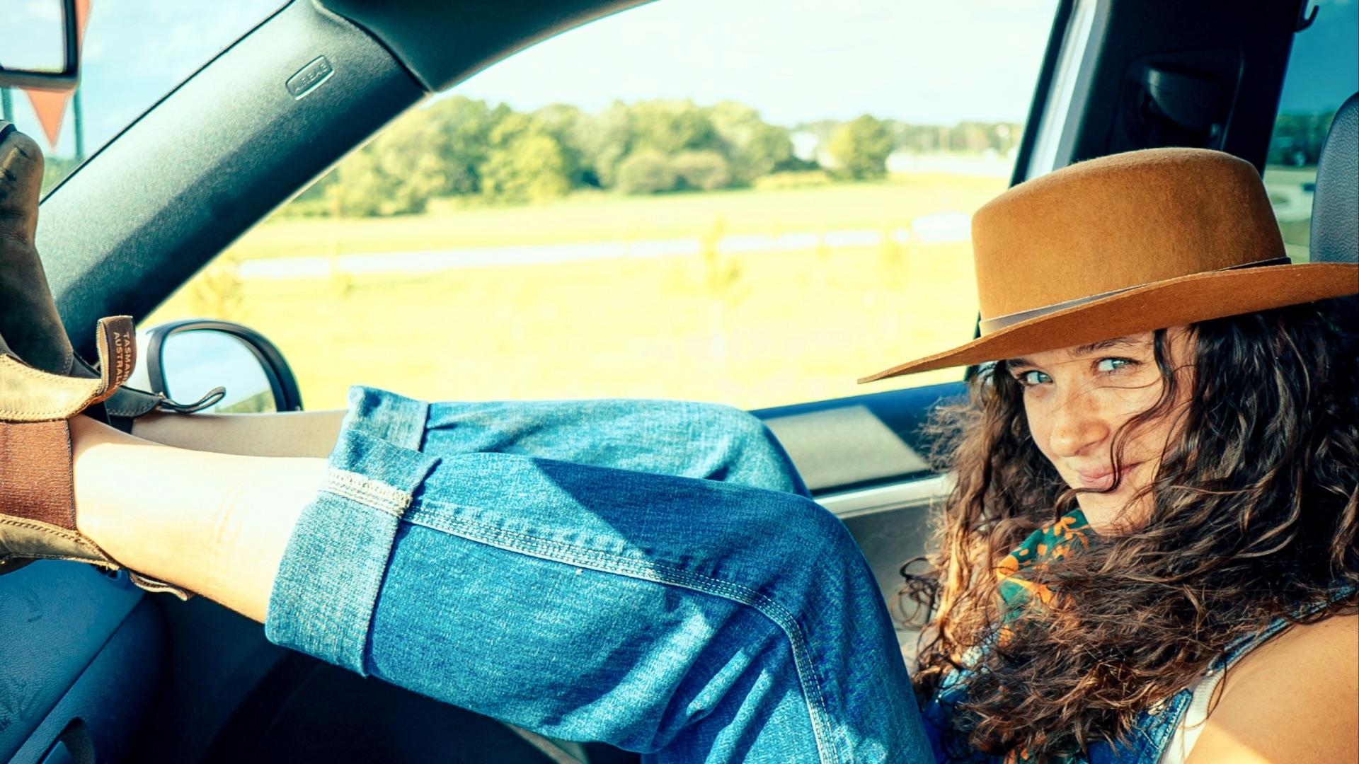 a person sitting in a car