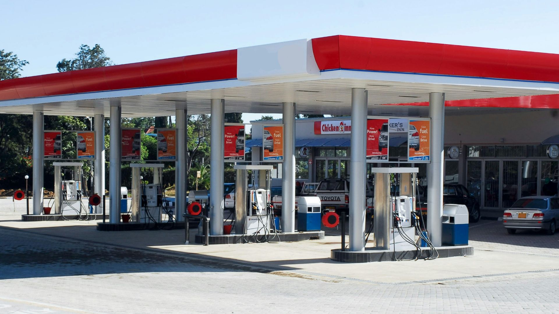 white, red, and gray concrete building