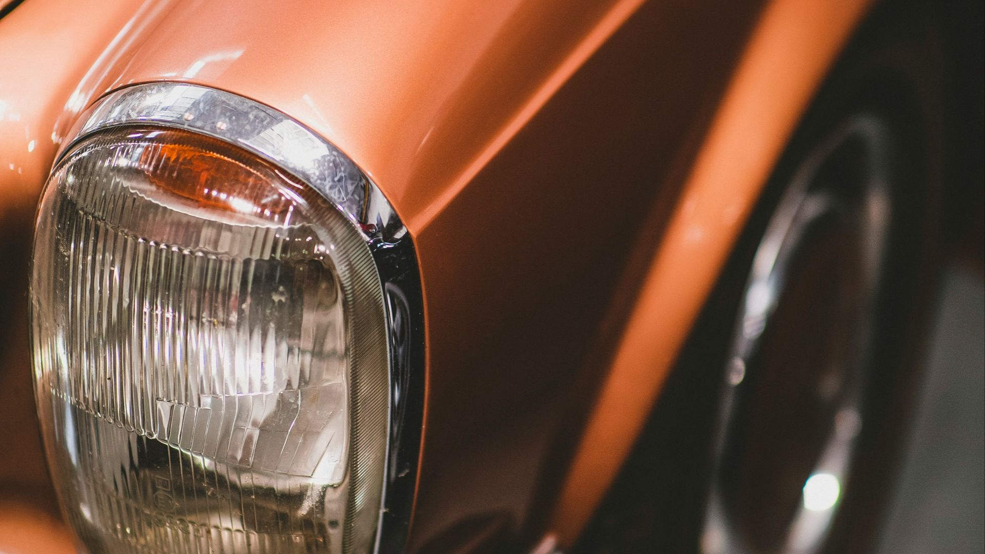 orange car with white light