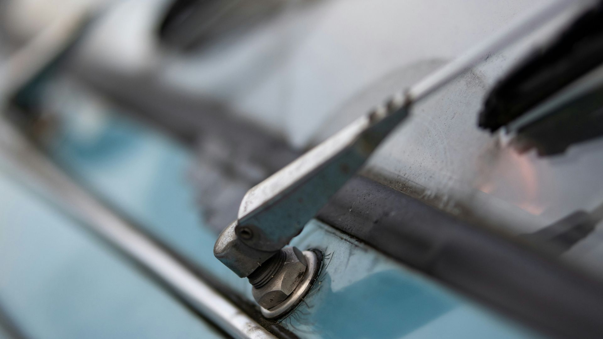 silver and black car door