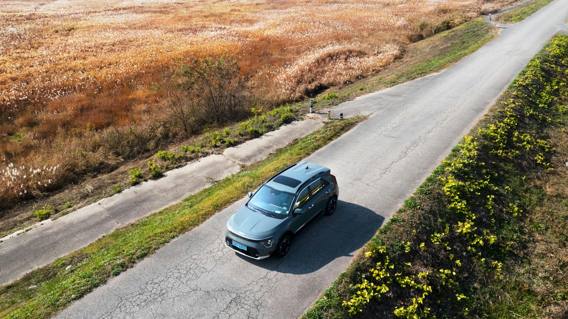 a car driving on a road