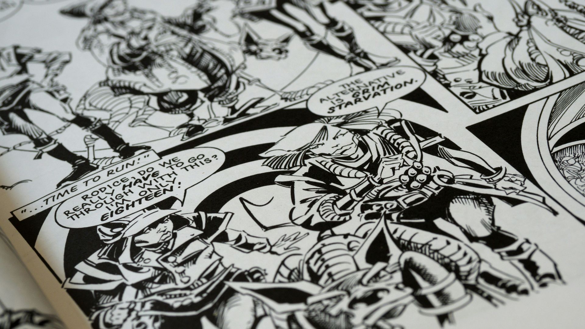 white and black comic book