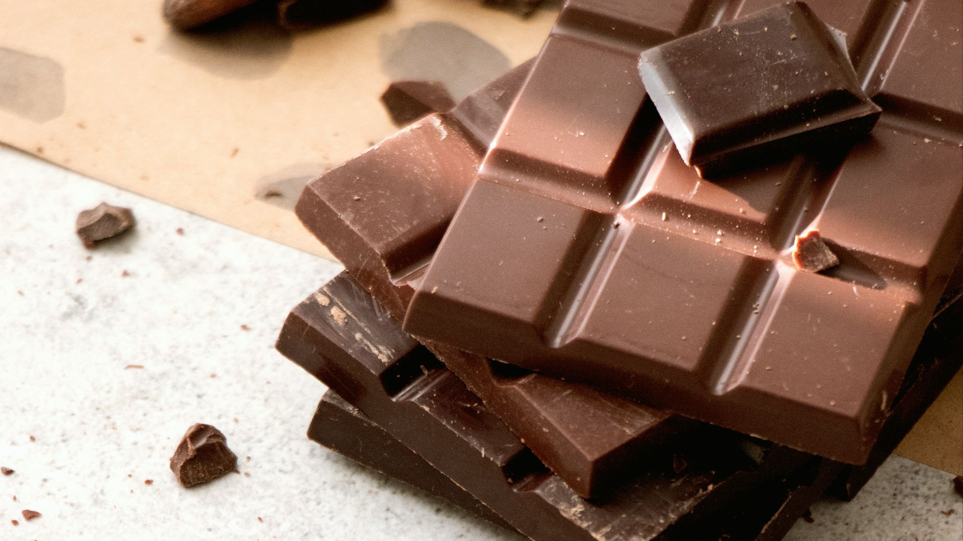 chocolate bars on white table