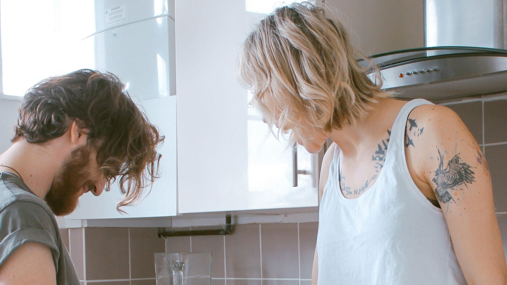 woman and man in kitchen