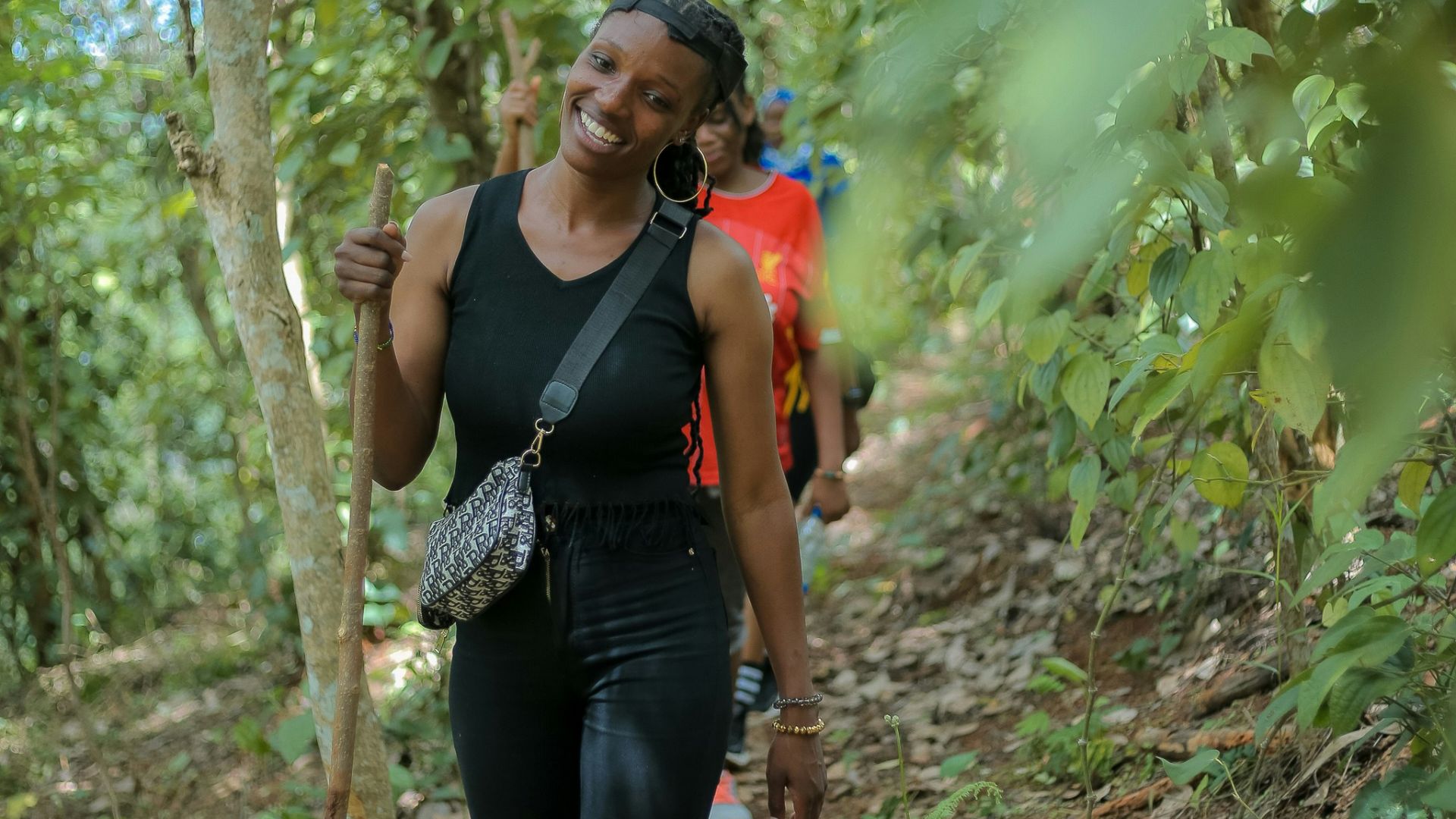 a person walking on a trail