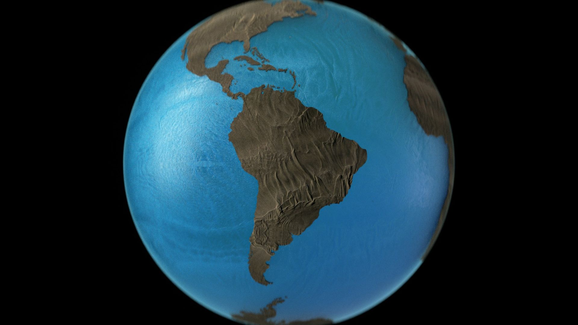 a blue and brown earth globe on a black background